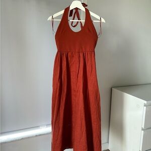 J. Crew Halter Maxi Dress in Rust
